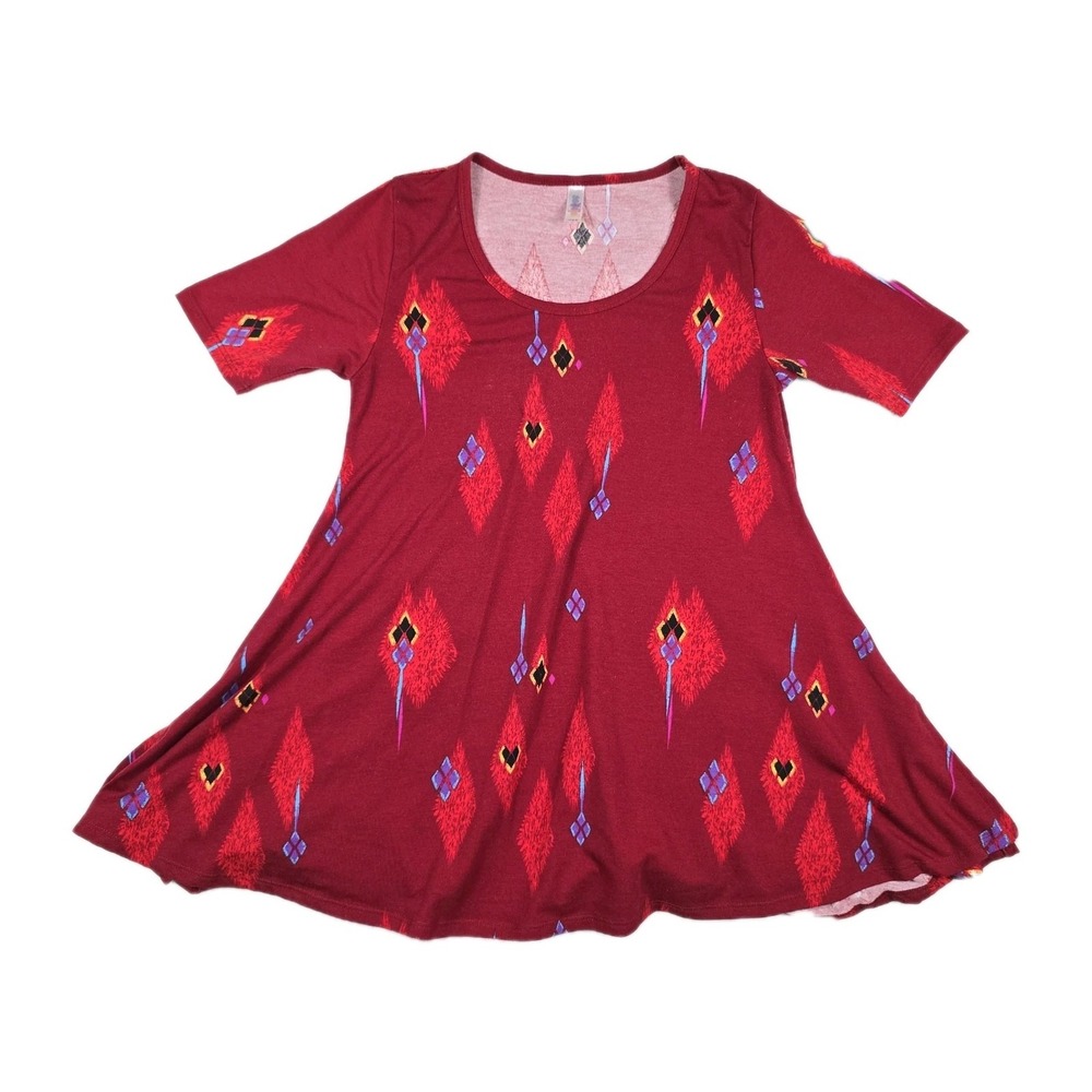 LulaRoe Aztec Southwest Women's‎ Size XXS Red Half Sleeve Tunic Shirt